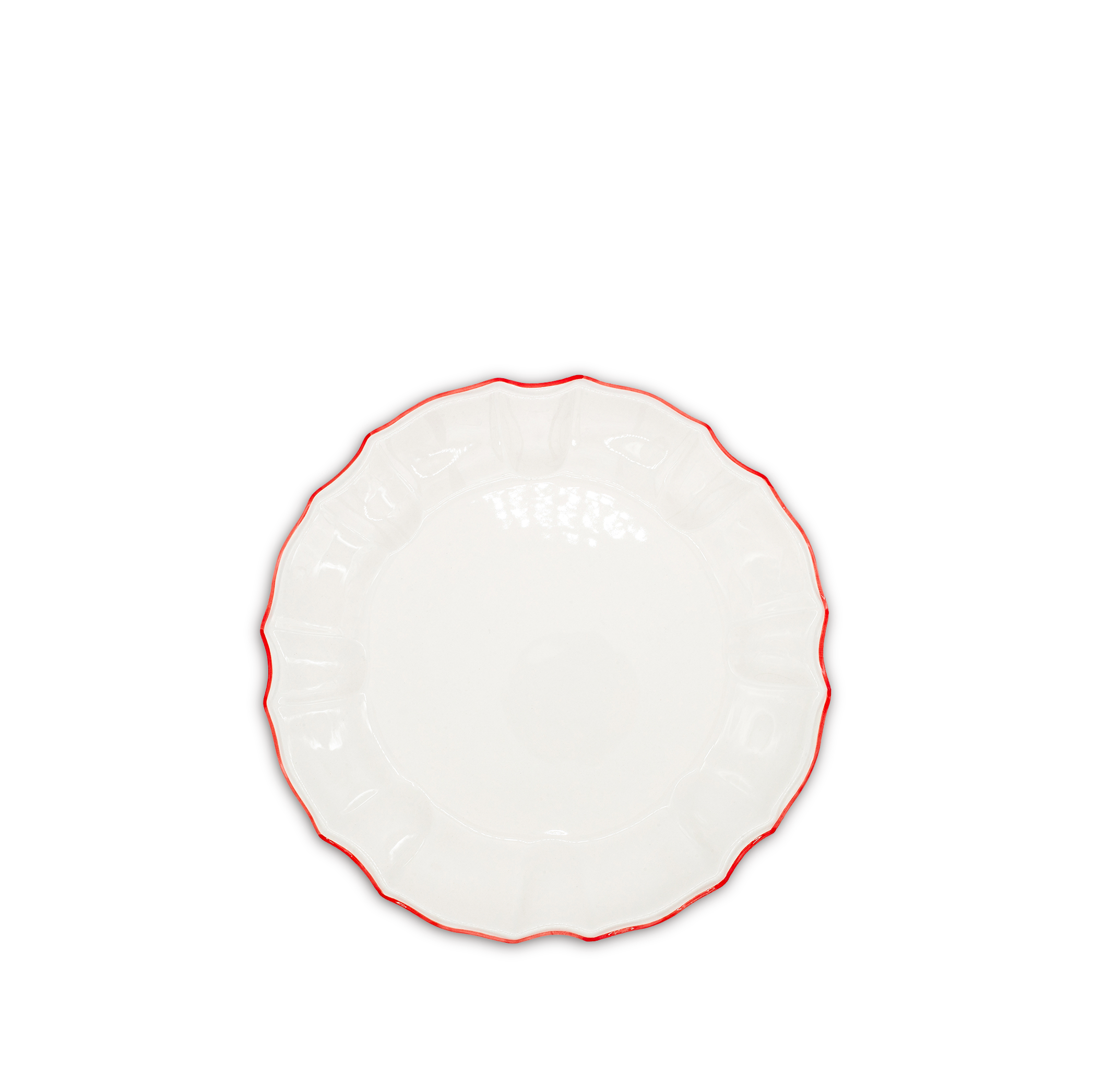 Italian White Porcelain Dinner Plate with a Red Rim, 27cm
