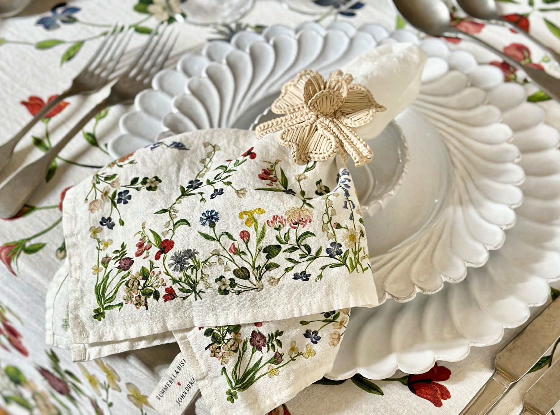 S&B x John Derian 'Botanical Wildflower' Linen Tablecloth
