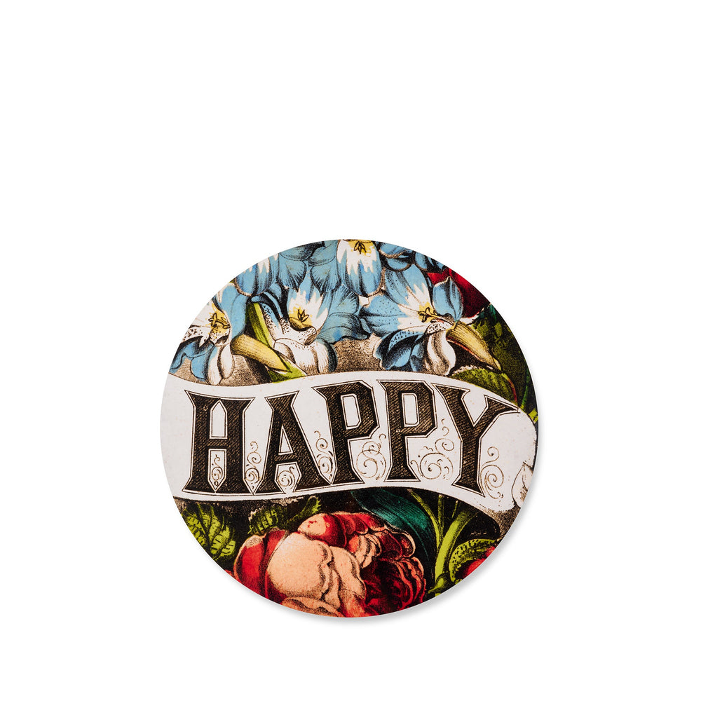 S&B x John Derian 'Happy' Round Cork-Backed Placemat, 34cm