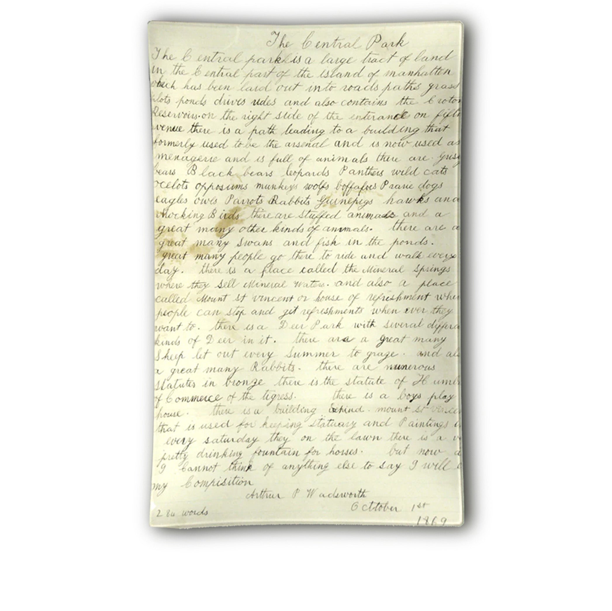 John Derian 'Central Park: Essay Writing 1869' Rectangular Tray, 25 x 40cm