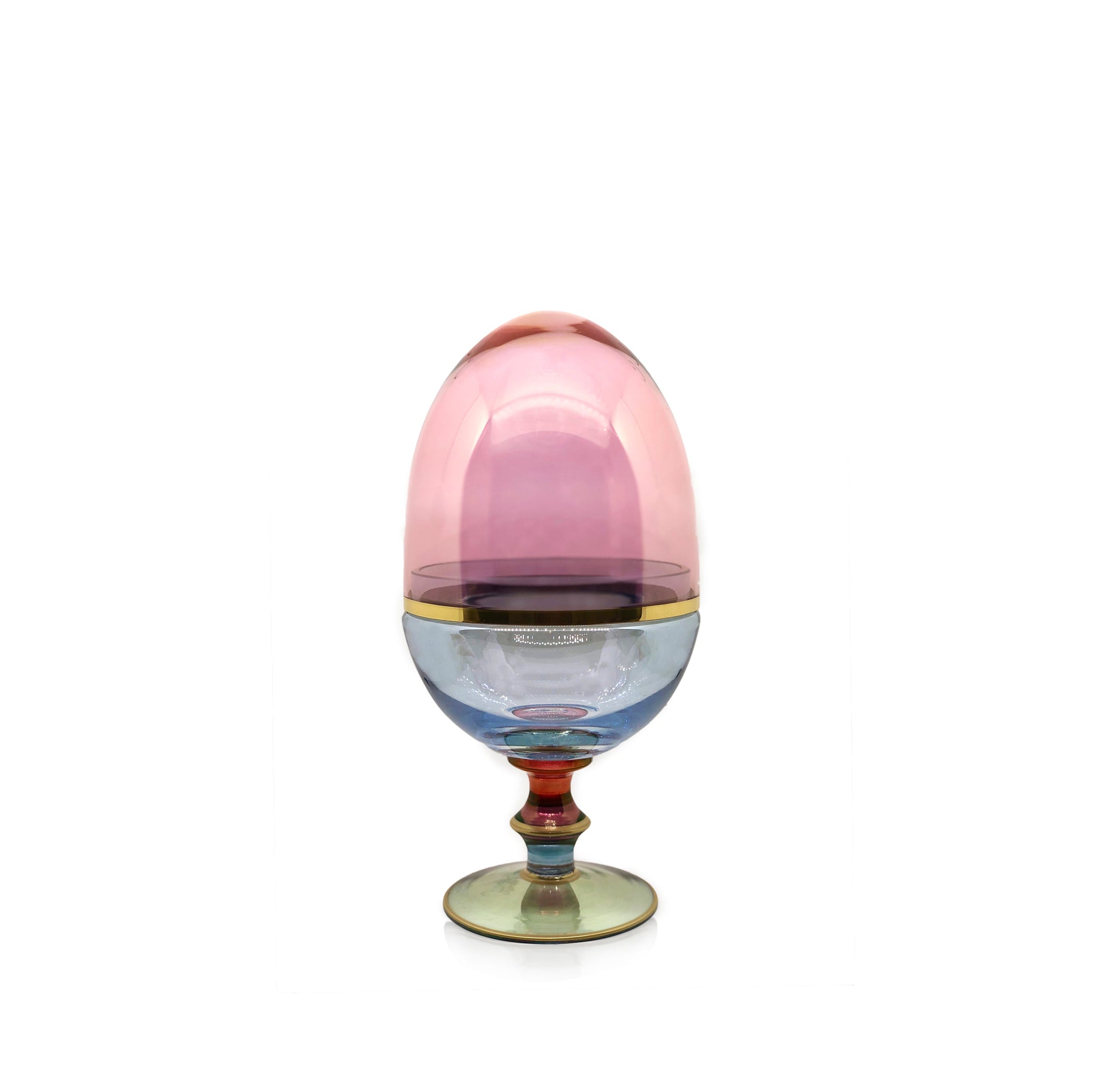 Handblown Italian Glass Egg on Stand, Large, 28cm
