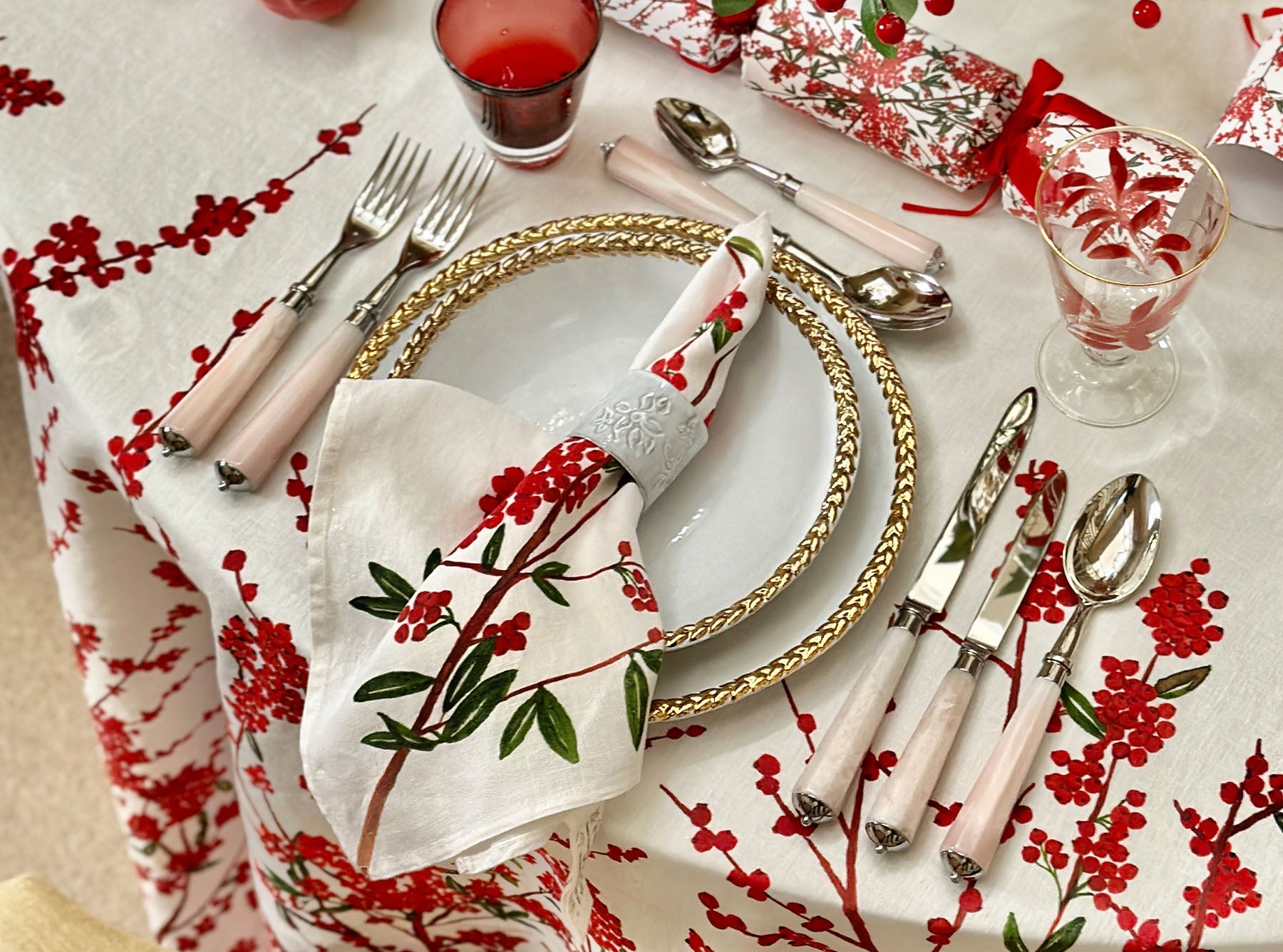 'Les Airelles' Linen Napkin, 50x50cm