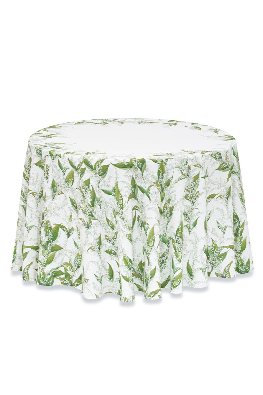 Lily of the Valley 'Muguet' Round Linen Tablecloth, 260cm