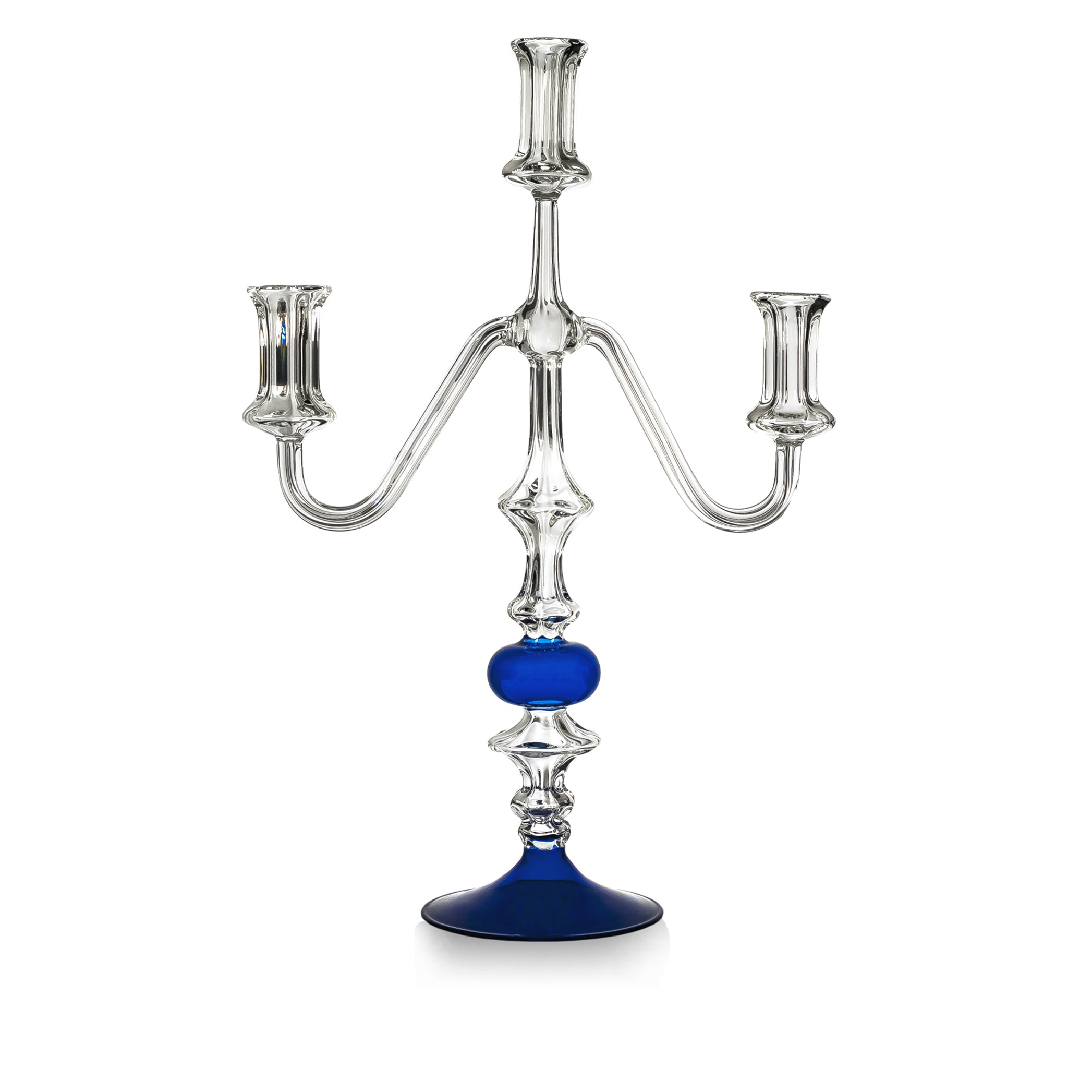 Lucia Three Candles Candelabra in Blue