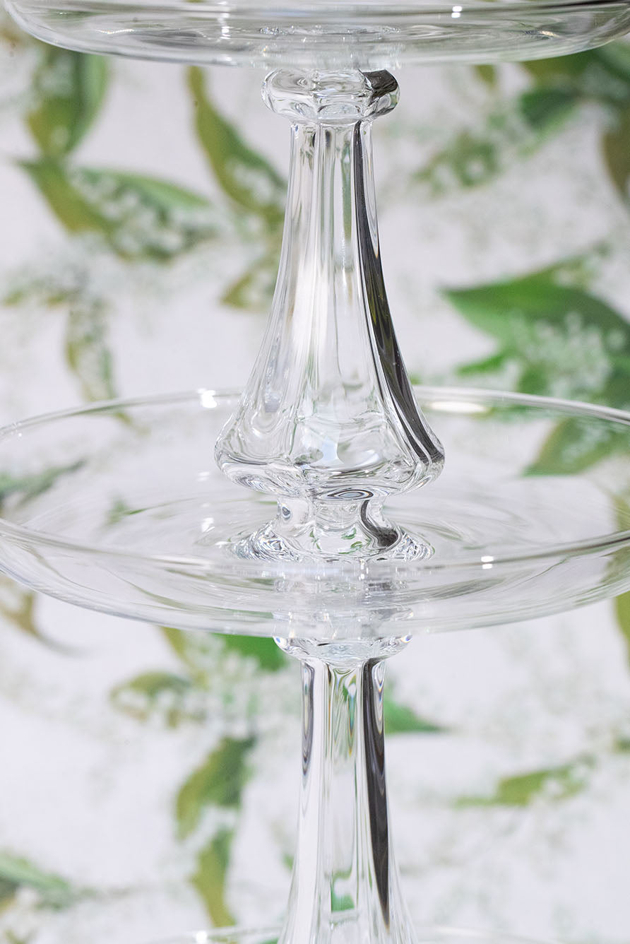 Luna Clear Handblown Glass 2 Level Cake Stand, 40cm
