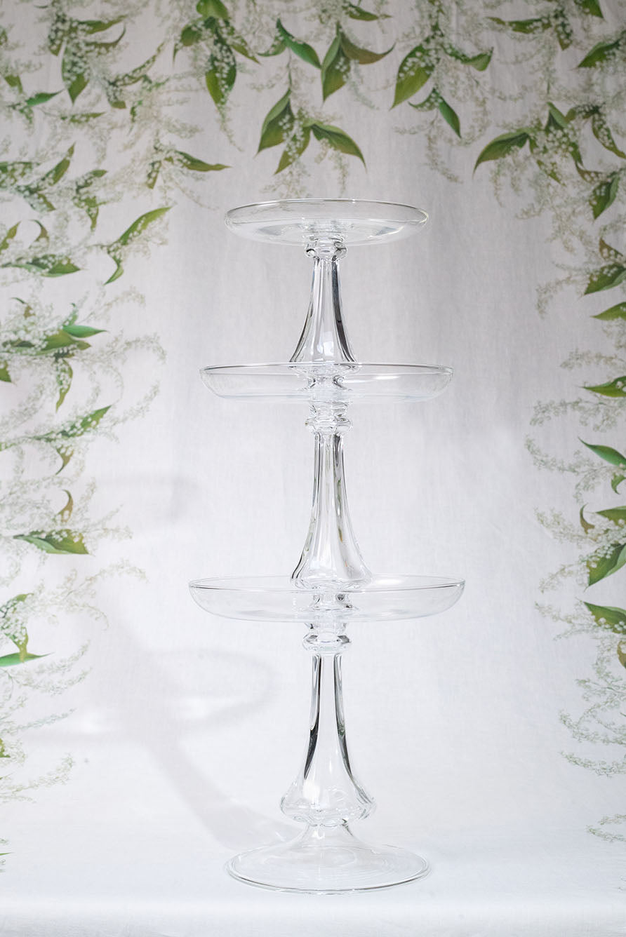 Luna Clear Handblown Glass 3 Level Cake Stand, 60cm