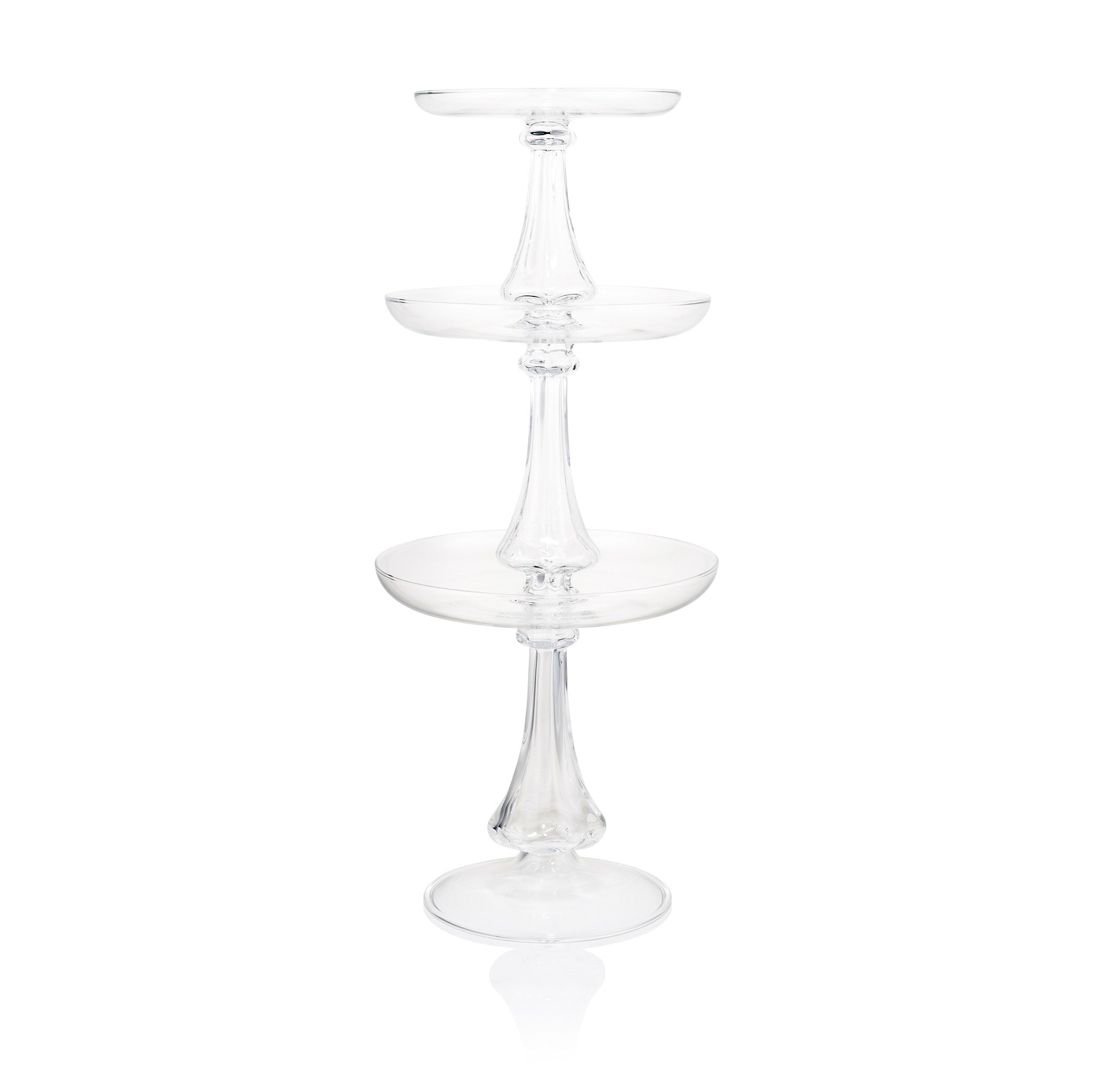 Luna Clear Handblown Glass 3 Level Cake Stand, 60cm