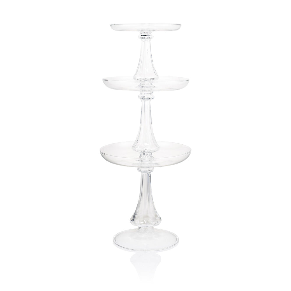 Luna Clear Handblown Glass 3 Level Cake Stand, 60cm