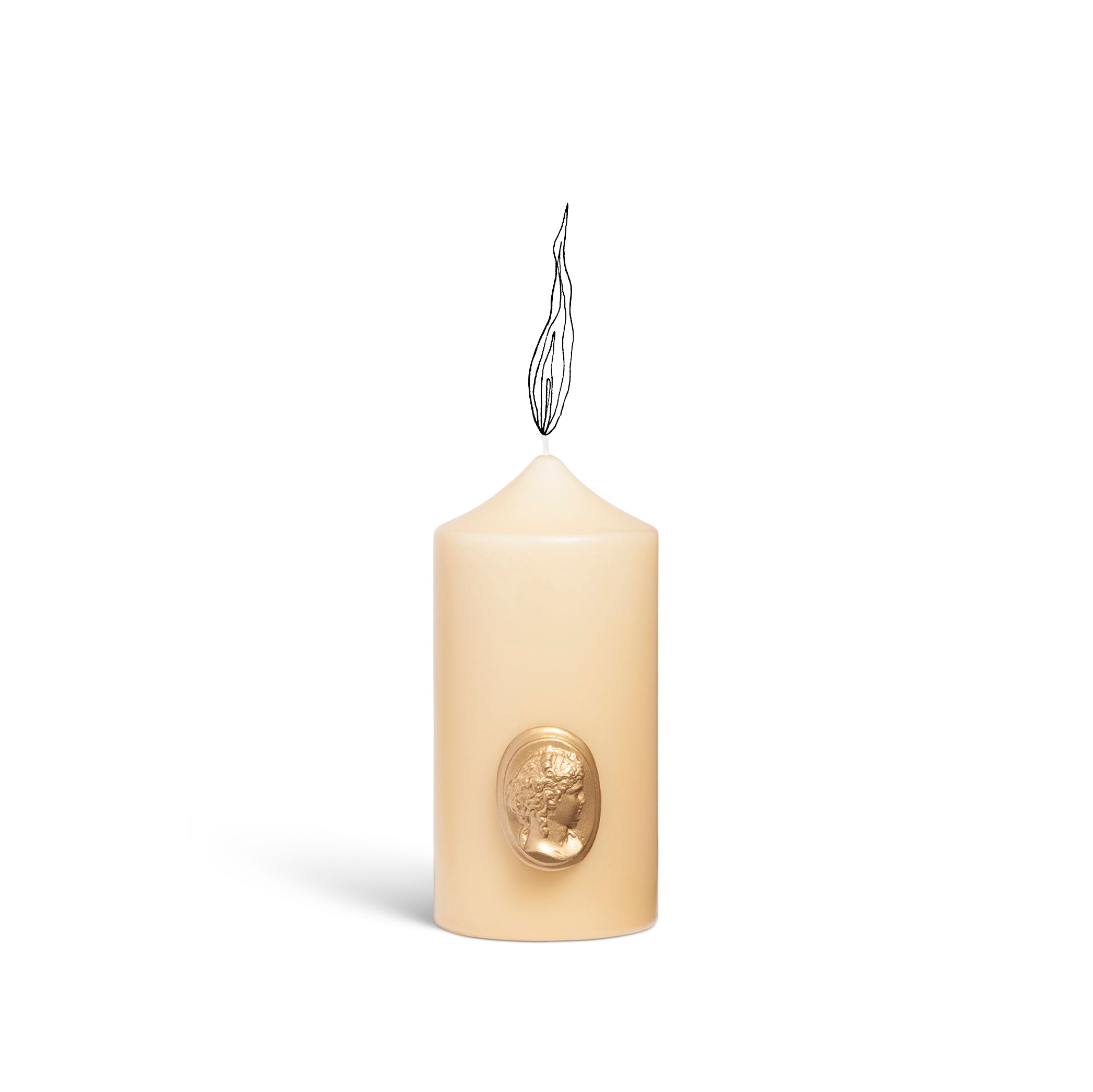 'Madame de Pompadour' Cameo Pillar Candle in Stone by Trudon, 15cm
