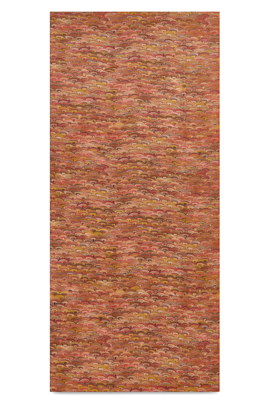 'Marble Fan' Linen Tablecloth in Rust Red, Yellow & Orange