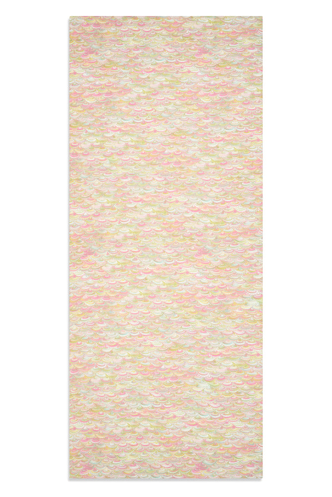 'Marble Fan' Linen Tablecloth in Pink, Green & Yellow