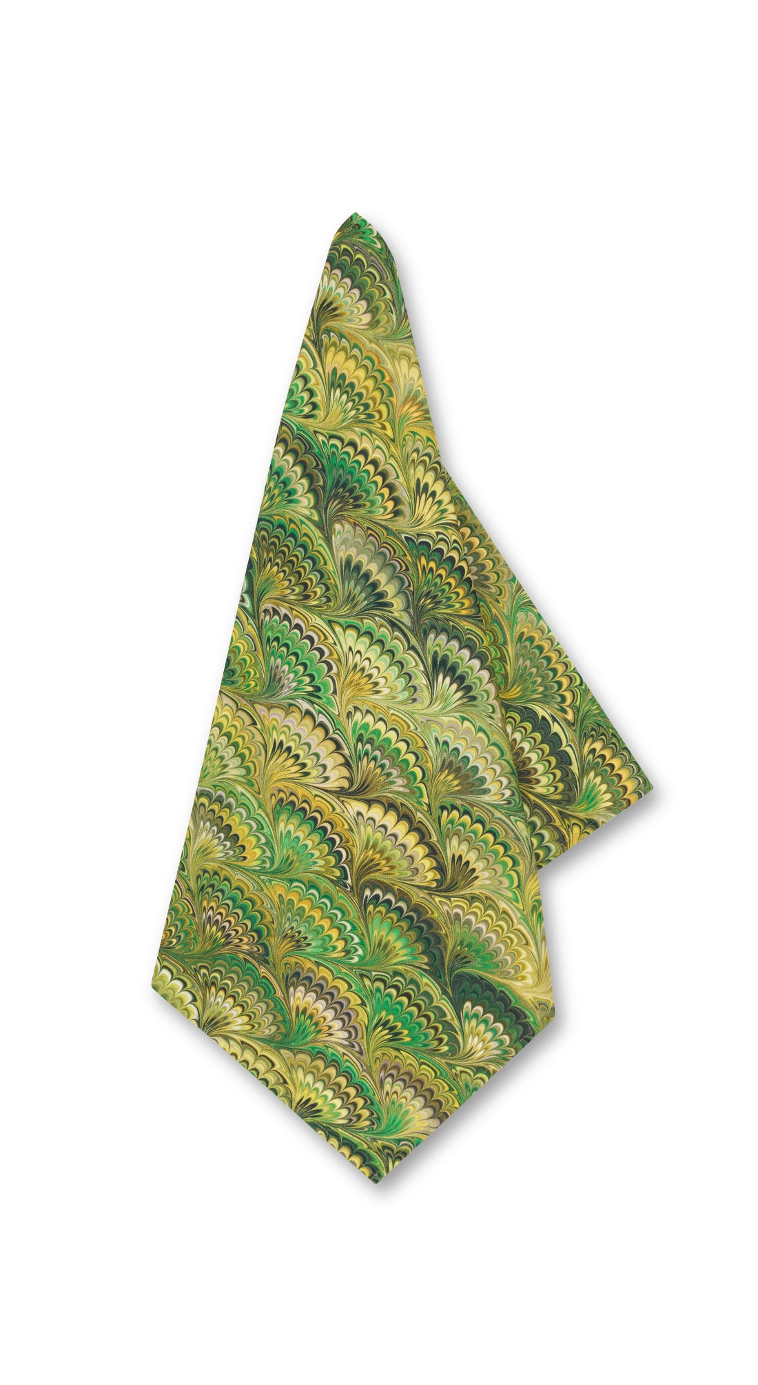 'Marble Fan' Linen Napkin in Green, 50x50cm