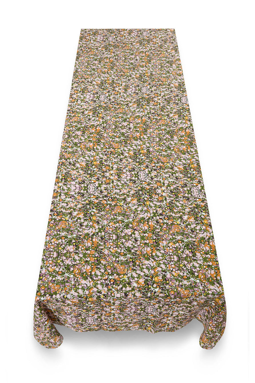Summerill & Bishop 'Marble' Linen Tablecloth in Green, Rose Pink & Orange