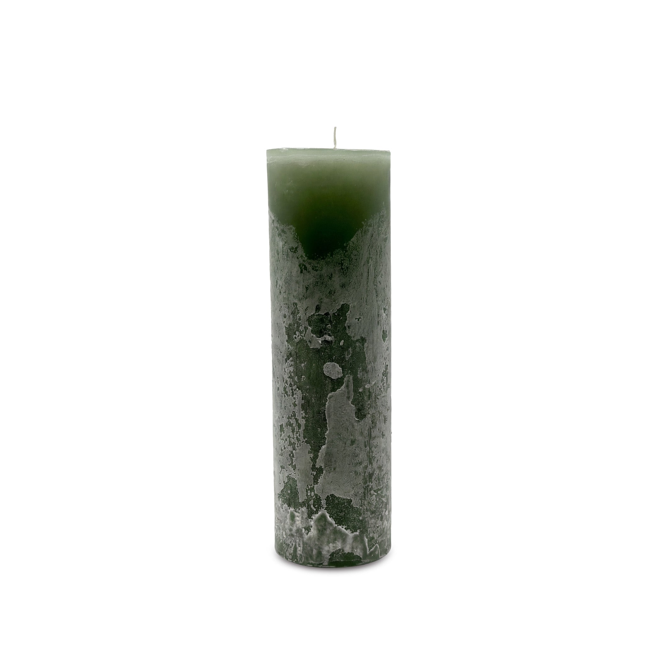 Melting Wax Effect Green Pillar Candle, 22cm