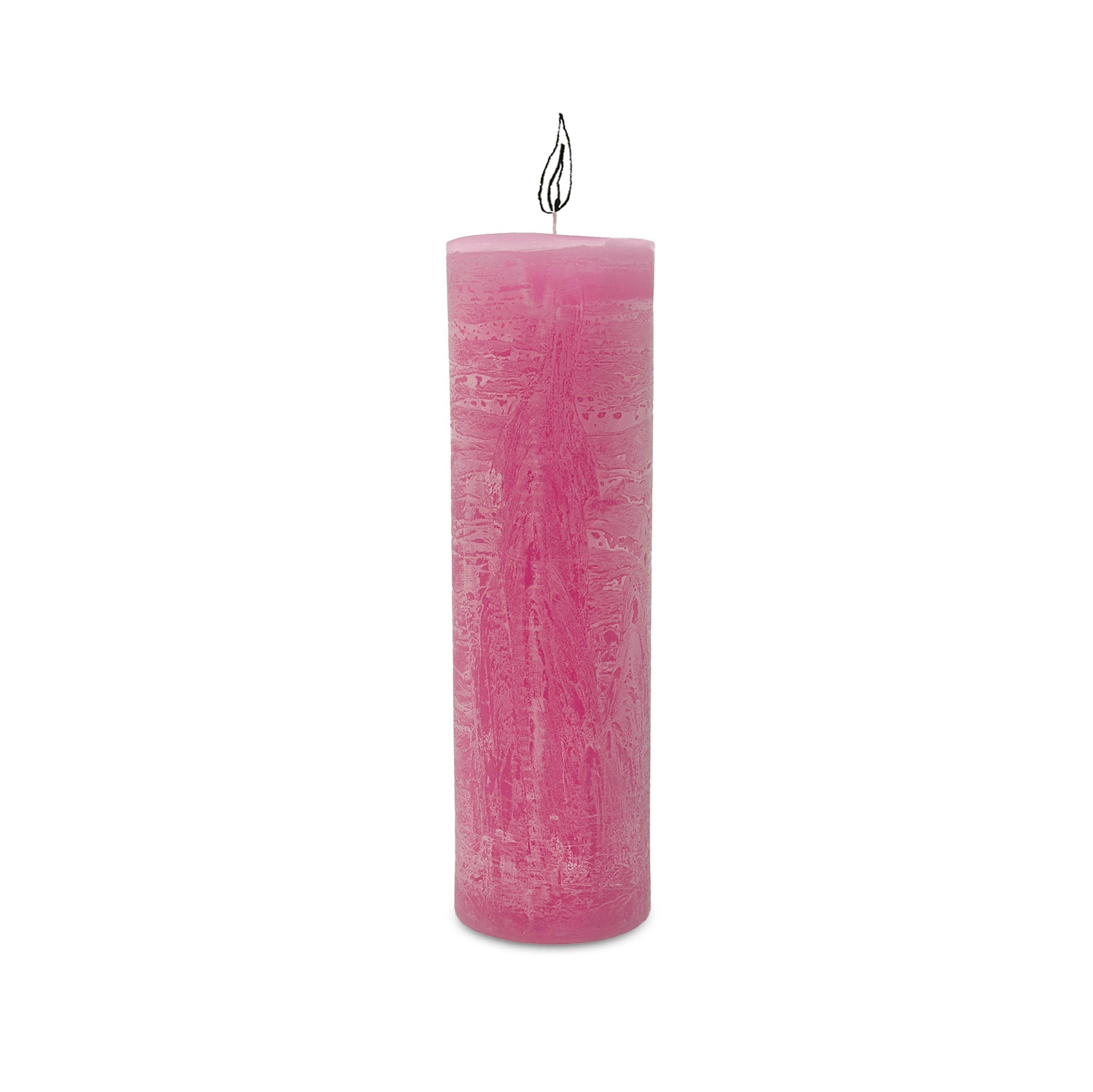 Melting Wax Effect Pink Pillar Candle, 22cm