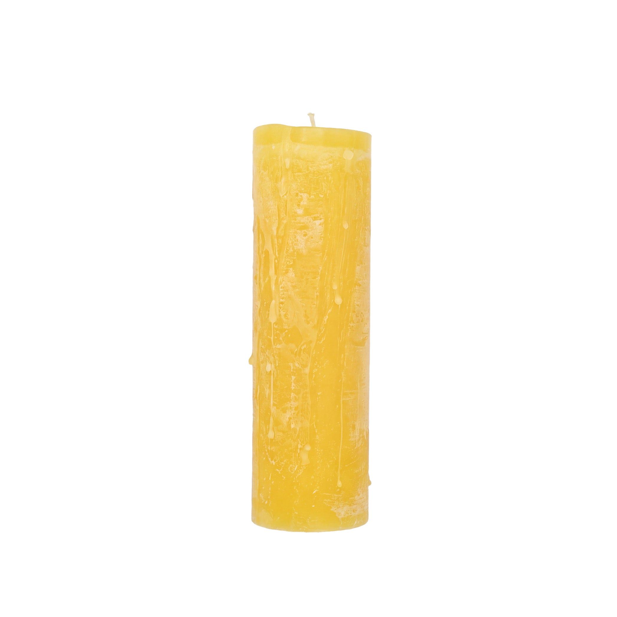 Melting Wax Effect Yellow Pillar Candle, 22cm
