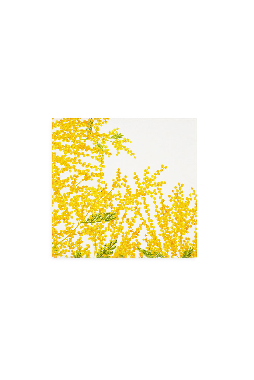 'Mimosa' Linen Napkin in Yellow, 50x50cm