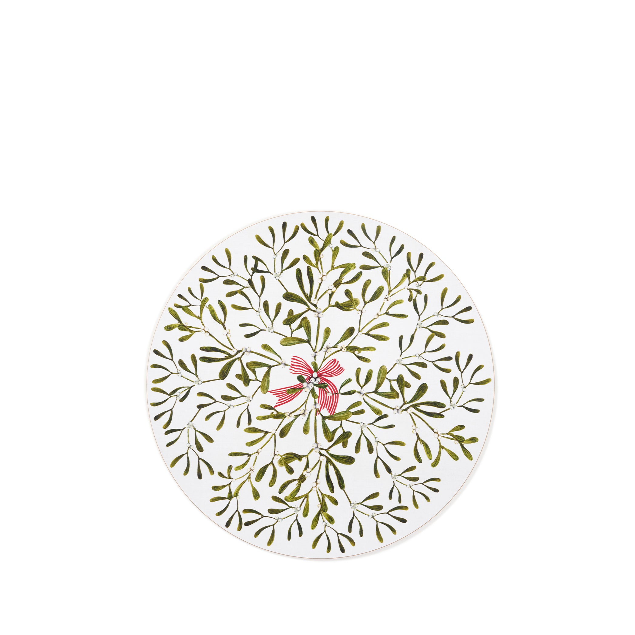 'Mistletoe Kiss' Round Cork-Backed Placemat, 34cm