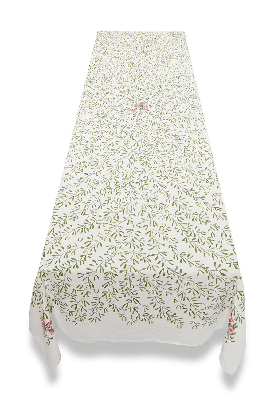 'Mistletoe Kiss' Linen Tablecloth