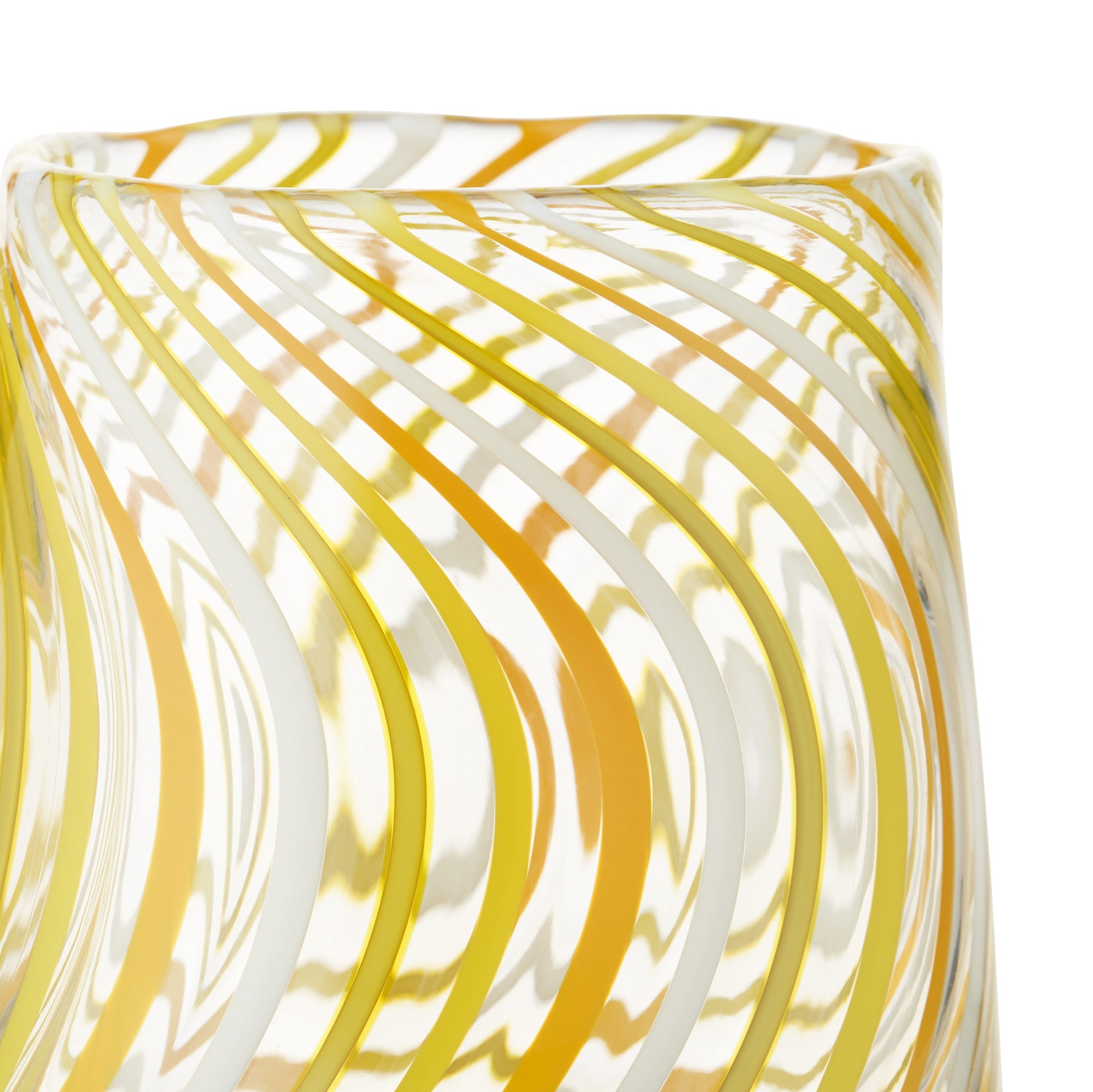 Multi-Striped Handblown Glass Tumbler in Yellow Stripes