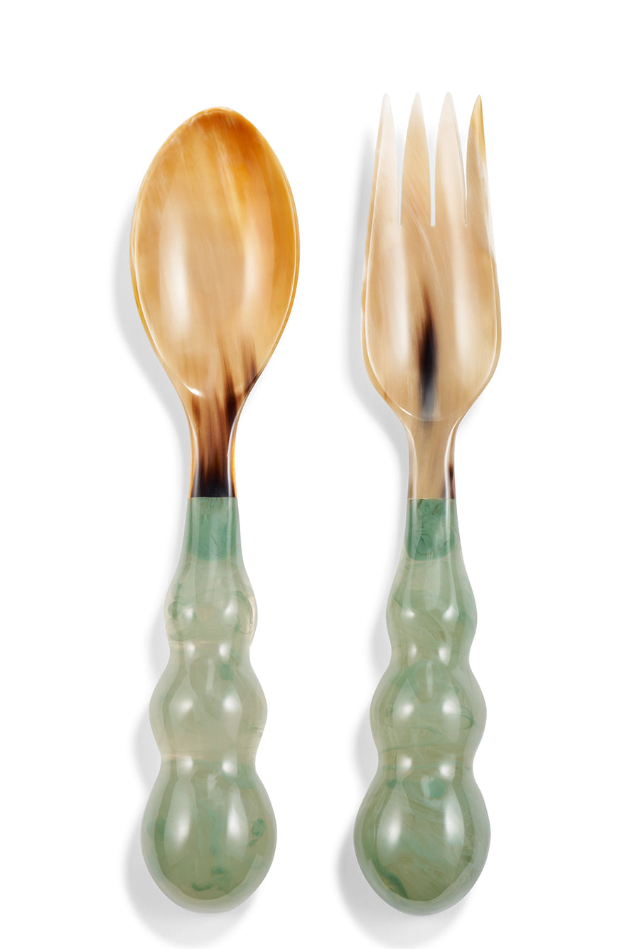 Pair of Resin Salad Servers in Sage Green, 33cm