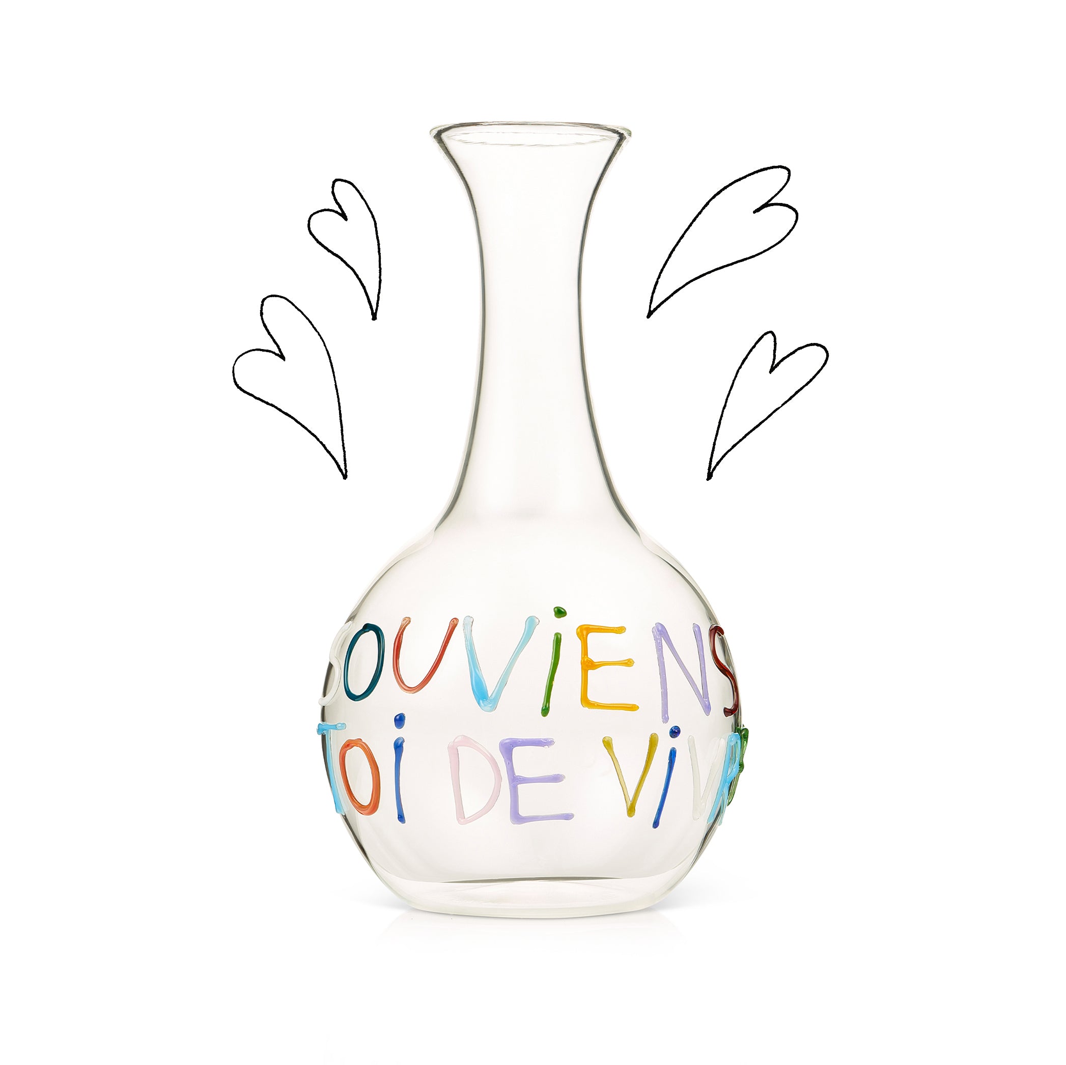 Handblown Glass Souviens Toi De Vivre Carafe
