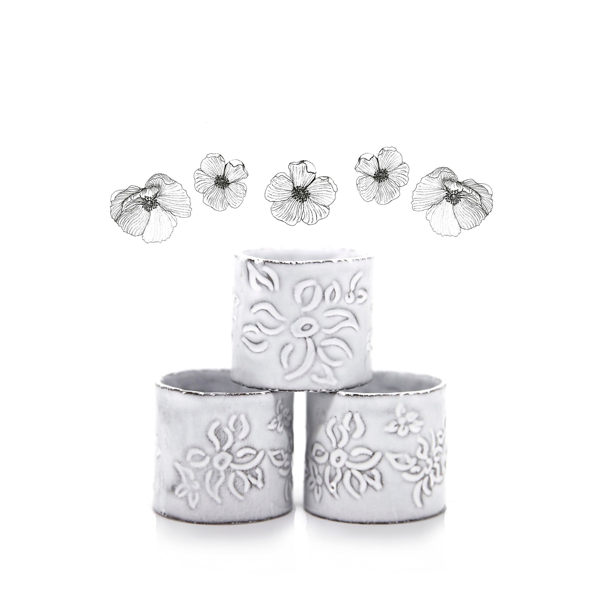 Astier de Villatte x Summerill & Bishop Napkin Ring with Falling Flower