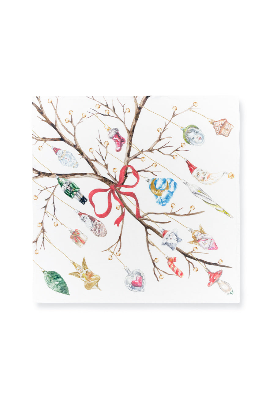 'Christmas Ornaments' Linen Napkin, 50 x 50cm