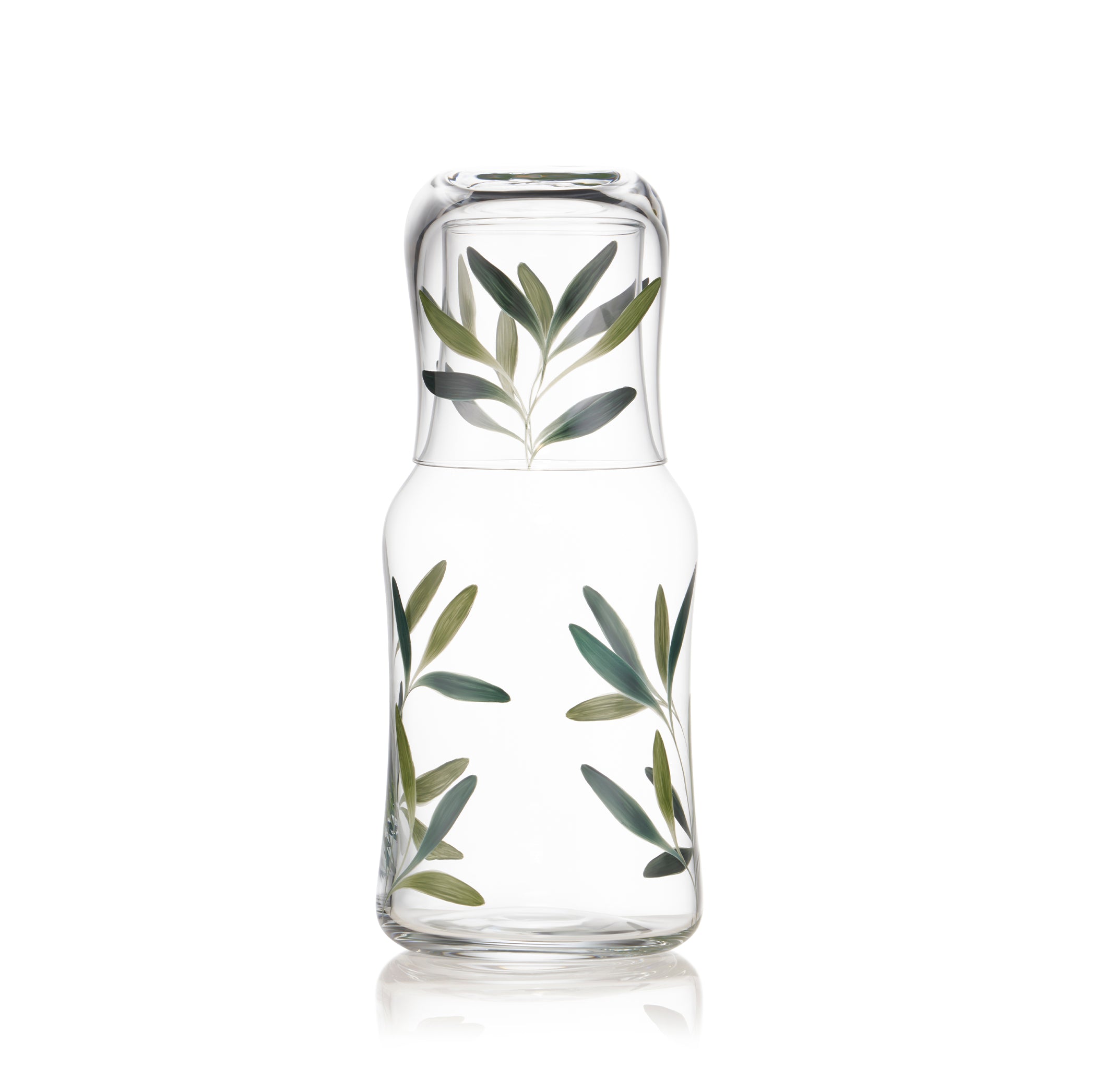 Olive Leaf Glass Bedside Carafe