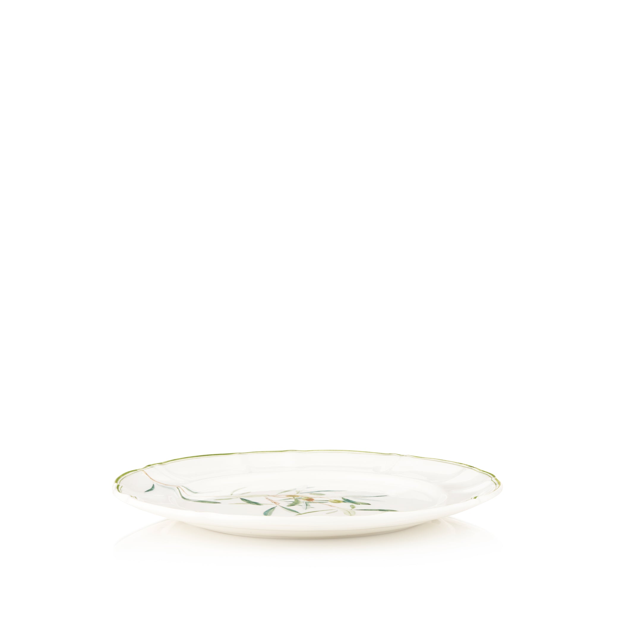 Olive Branch Scalloped Dinner Plate With Small Insect, 26cm