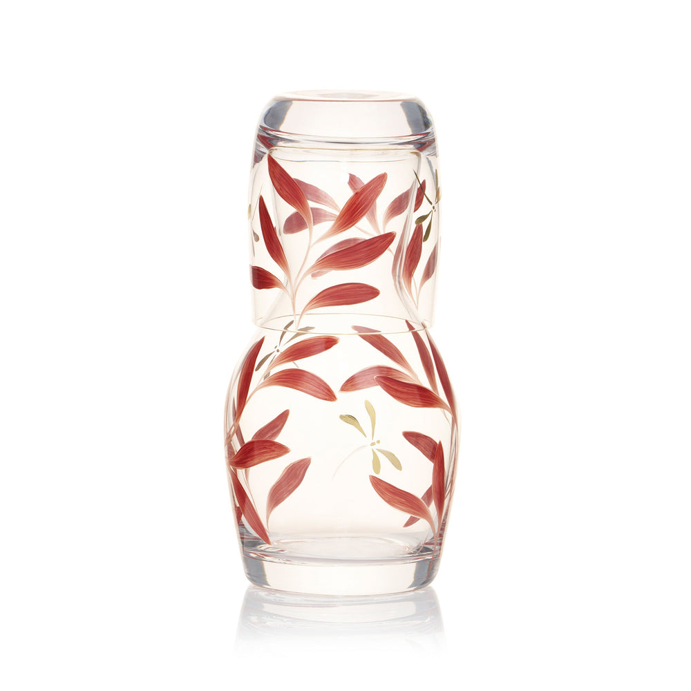 Olive Leaf Burgundy & Gold Dragonfly Bedside Carafe & Tumbler Set