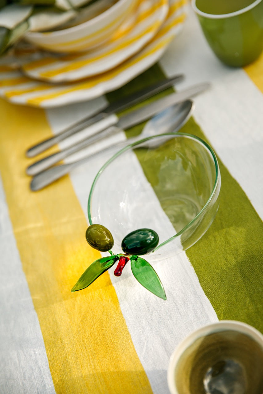 Handblown Glass Olive Bowl, 18cm