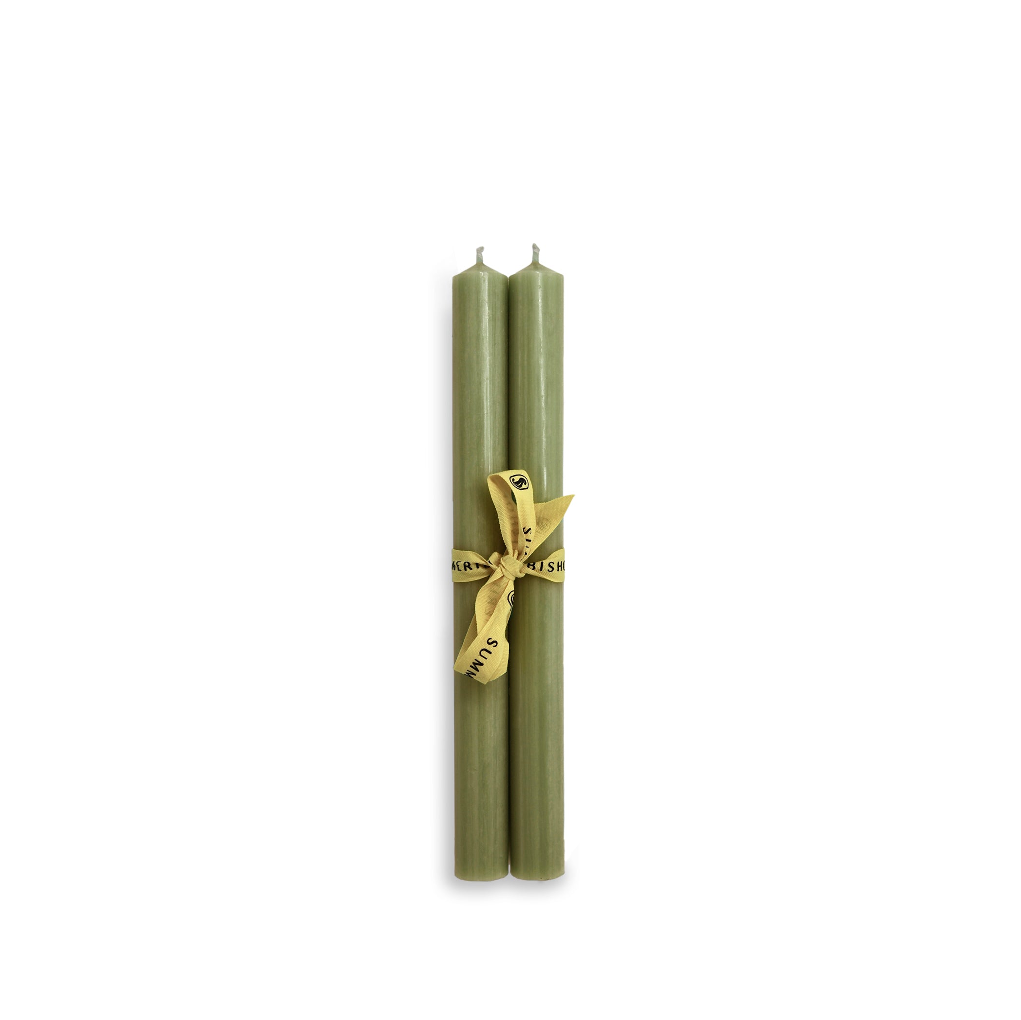 Pair of Coloured Church Candles in Olive Green