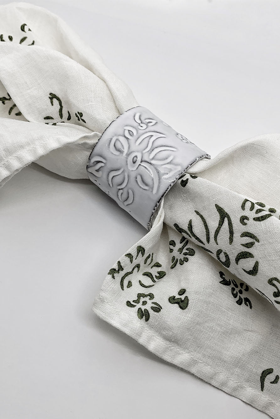 Astier de Villatte x Summerill & Bishop Napkin Ring with Falling Flower