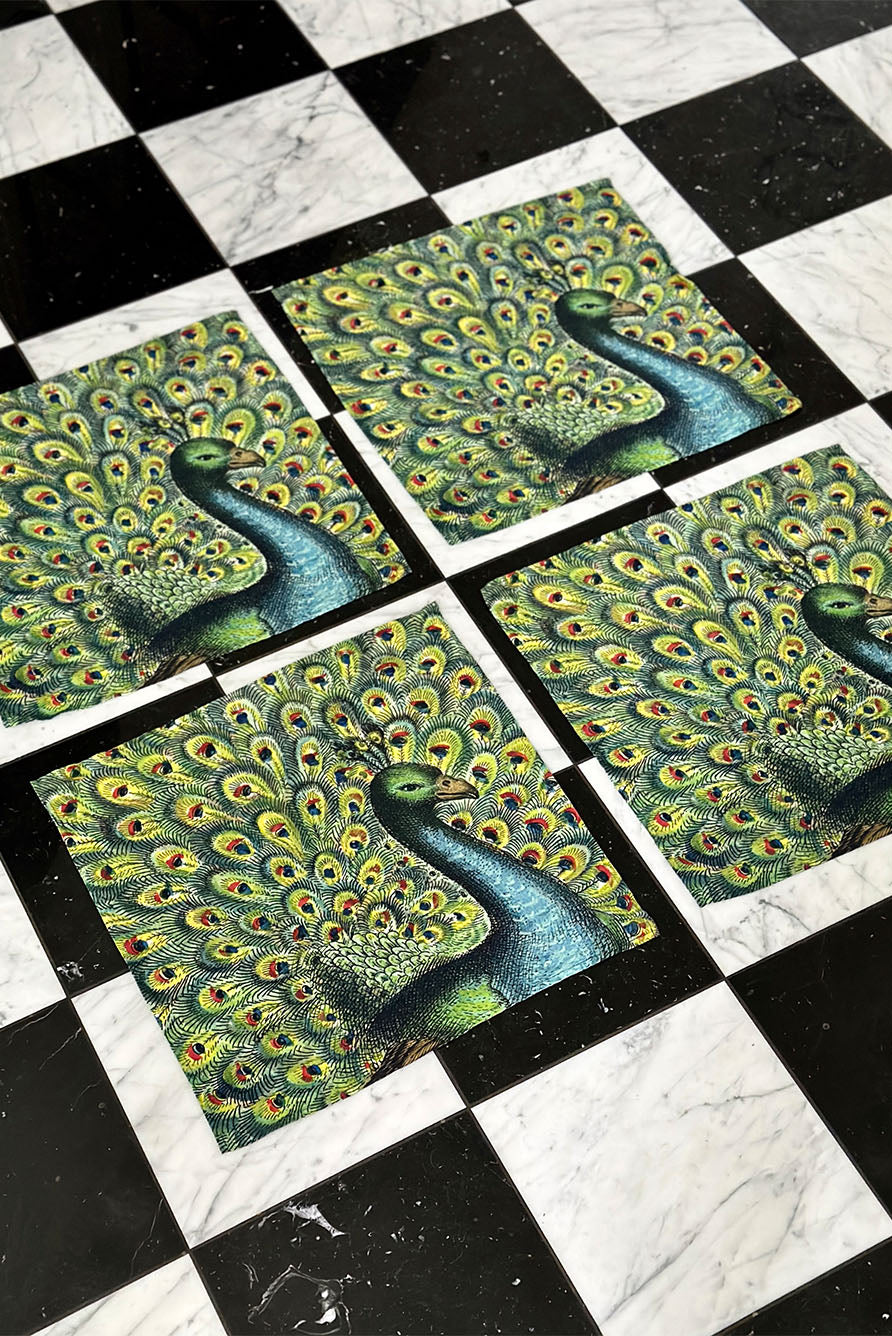 S&B x John Derian 'Peacock' Linen Napkin, 50x50cm
