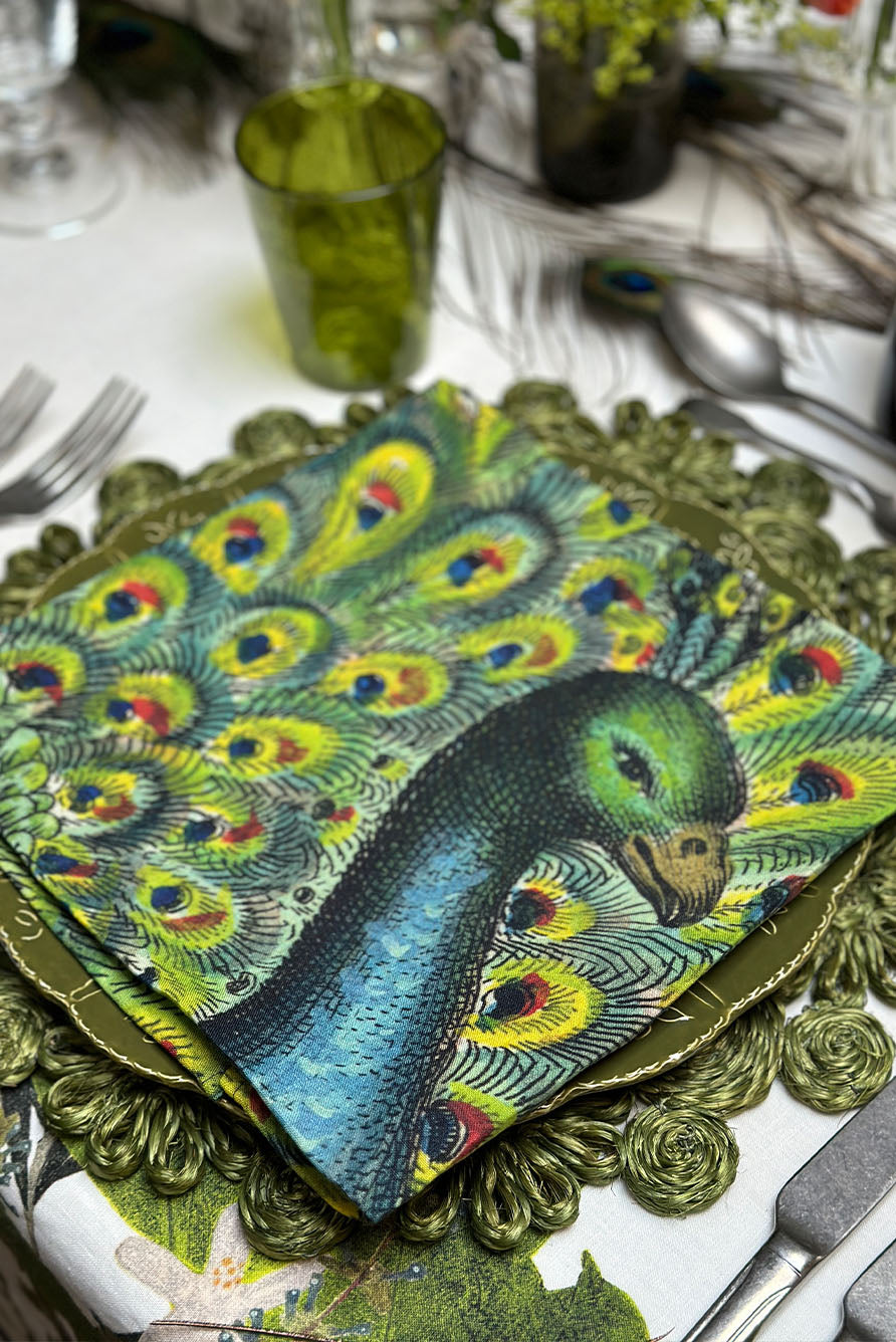 S&B x John Derian 'Peacock' Linen Napkin, 50x50cm
