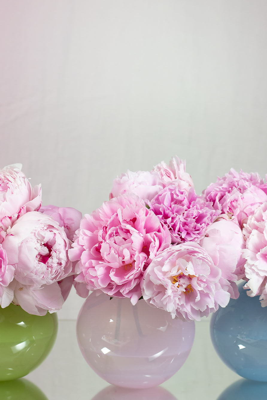 Handblown Glass 'Bumba' Round Vase in Rose Pink, 14cm