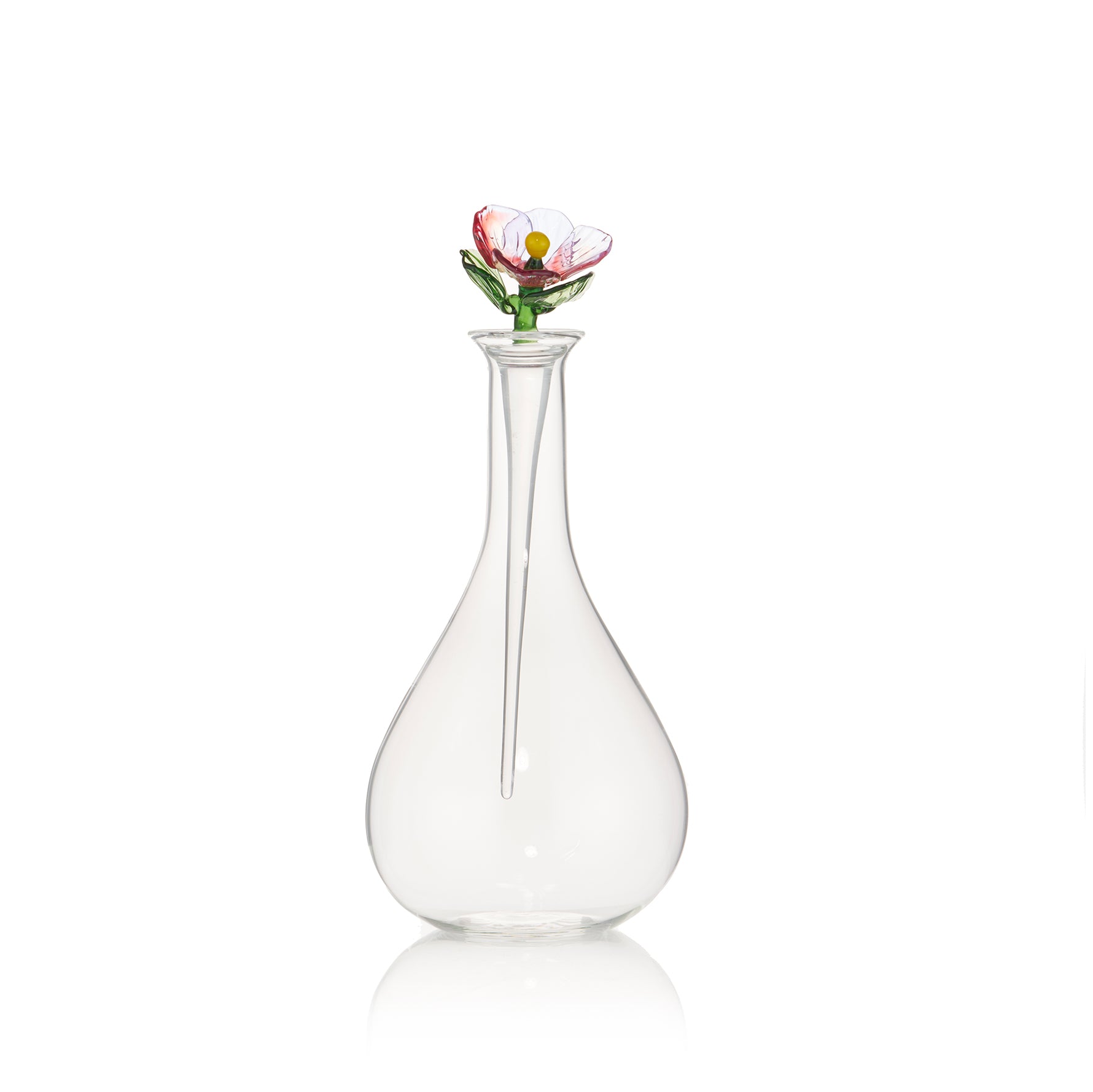 Pansy Flower Glass Carafe, 28cm
