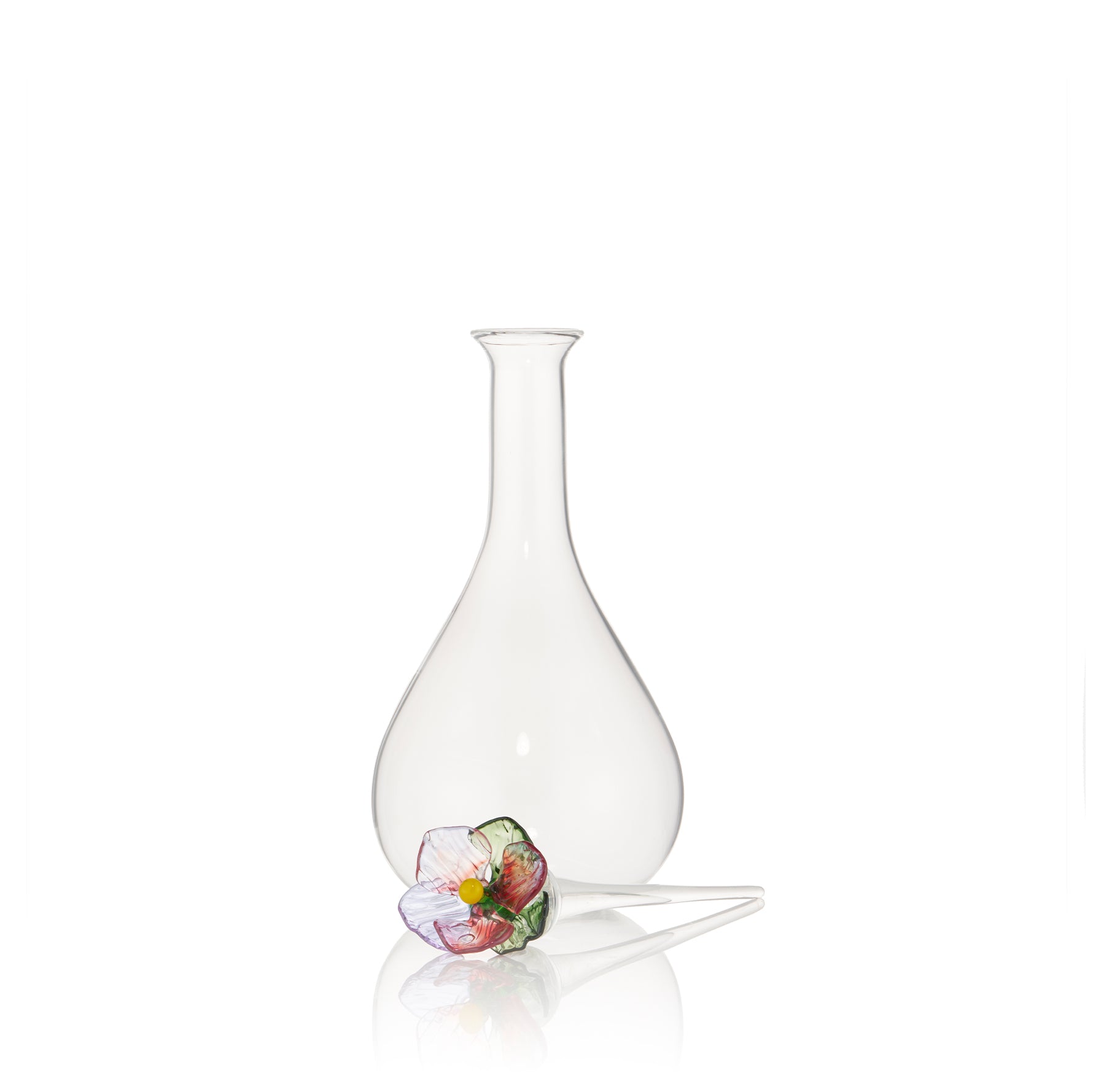 Pansy Flower Glass Carafe, 28cm