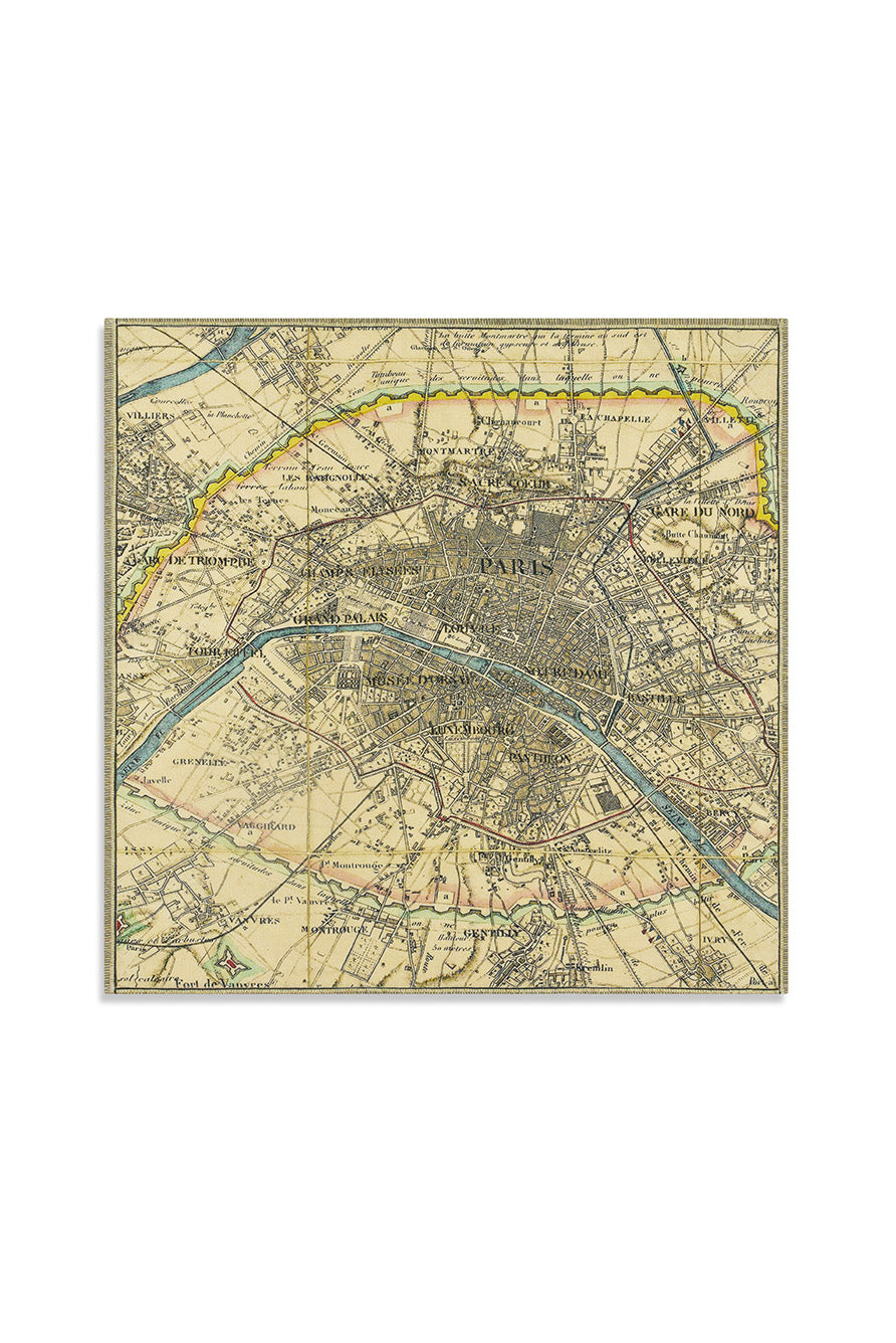 'Paris Map' Linen Napkin, 50x50cm