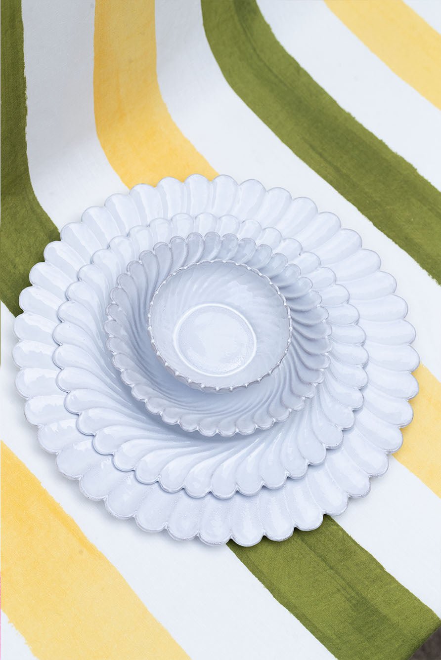 Peggy Scalloped Tea Saucer by Astier de Villatte, 14.5cm
