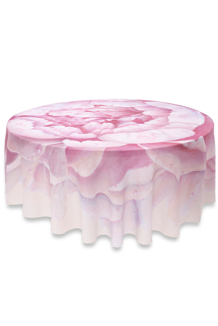 Pink Painted 'Peony' Linen Tablecloth