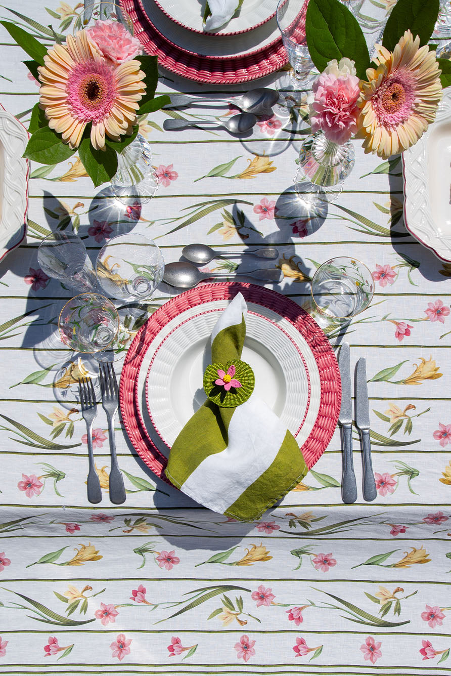 Rattan Effect Hand-Painted Bordeaux Rim Woven Rectangular Tray, 40.5 x 26 cm