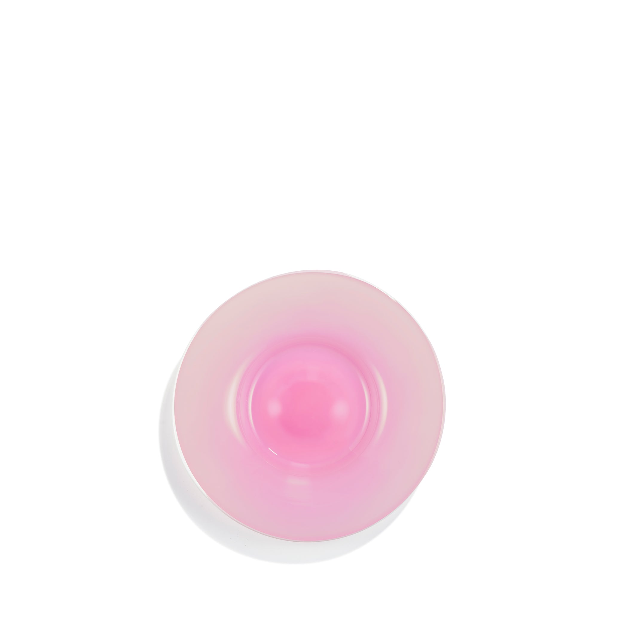 Handblown Glass Soup / Dessert Plate in Rose Pink, 18cm