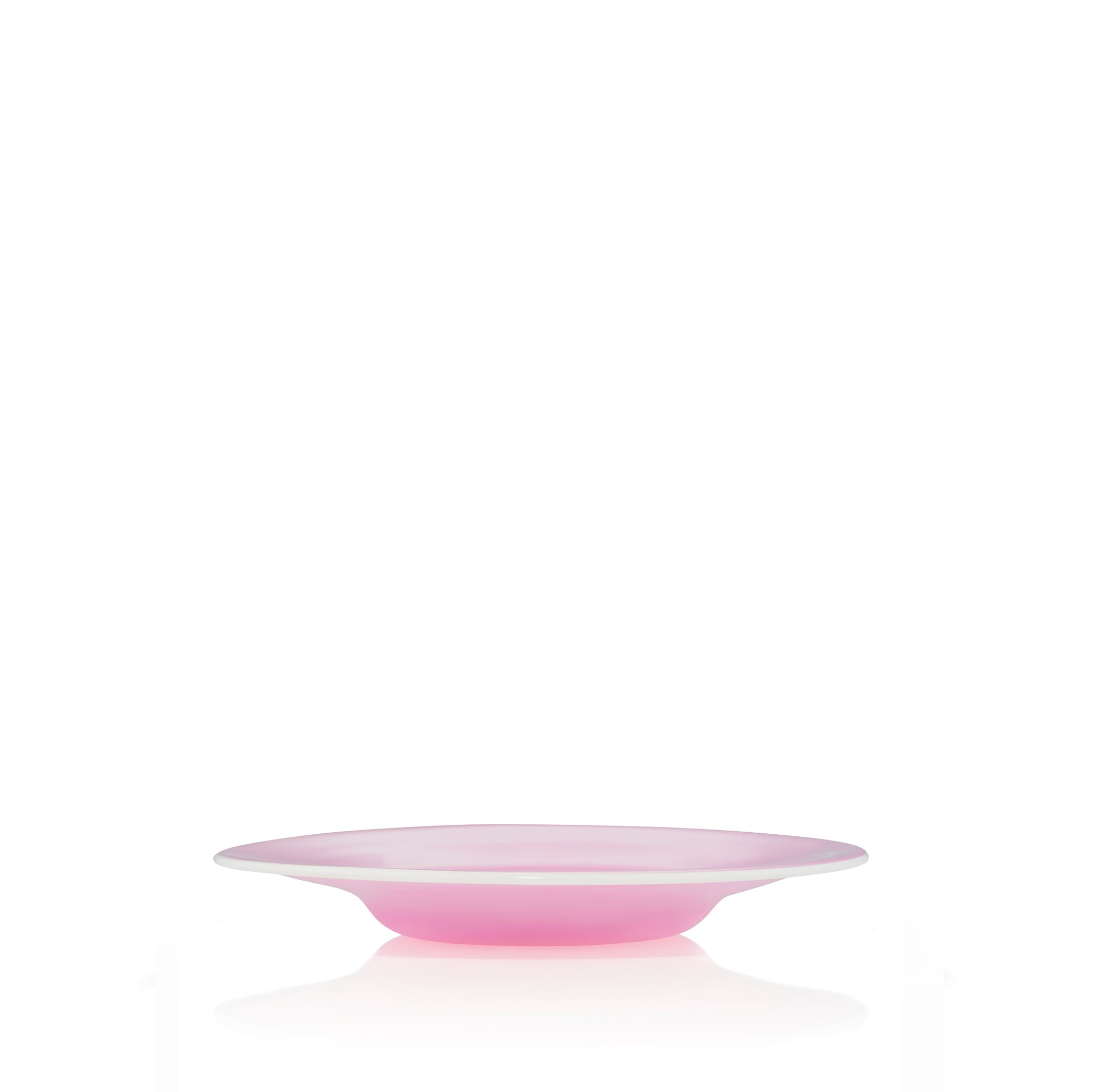 Handblown Glass Soup / Dessert Plate in Rose Pink, 18cm