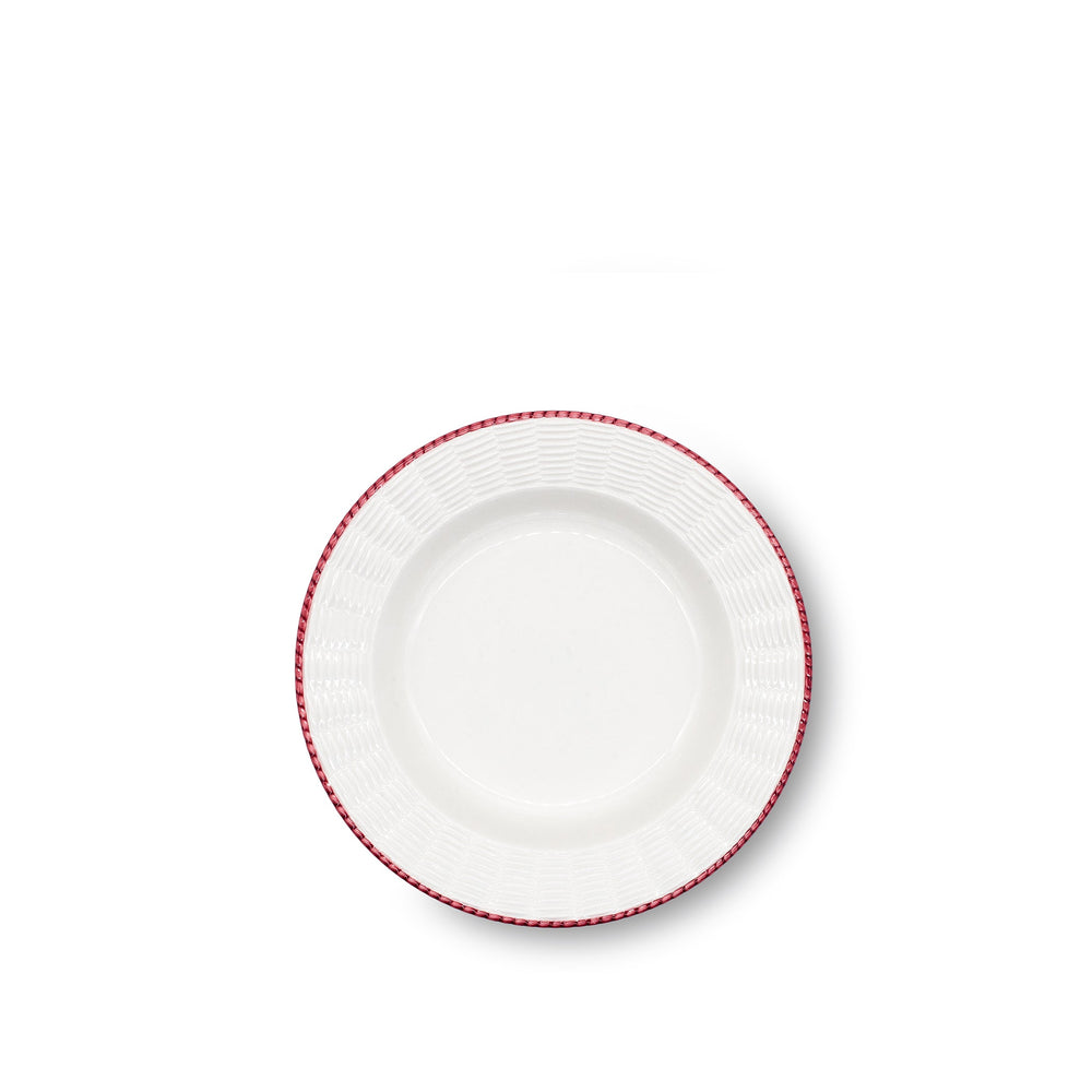 Rattan Effect Hand-Painted Bordeaux Rim Soup Plate, 23cm