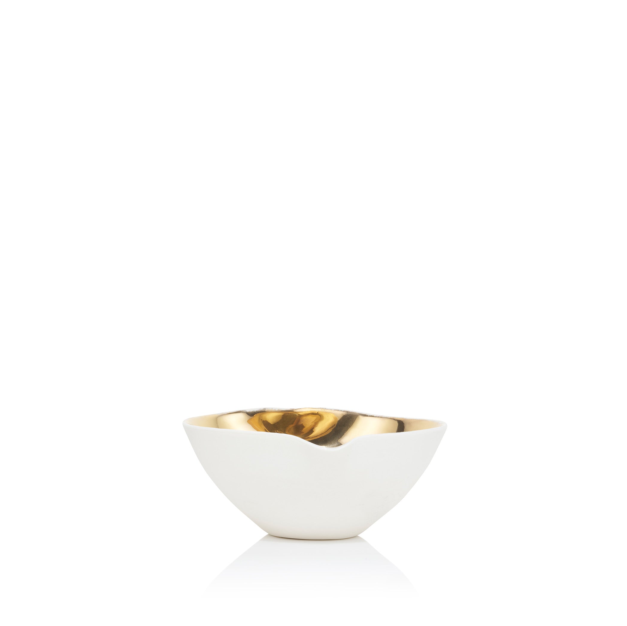 White Porcelain Heart Bowl Shine Gold, 11cm