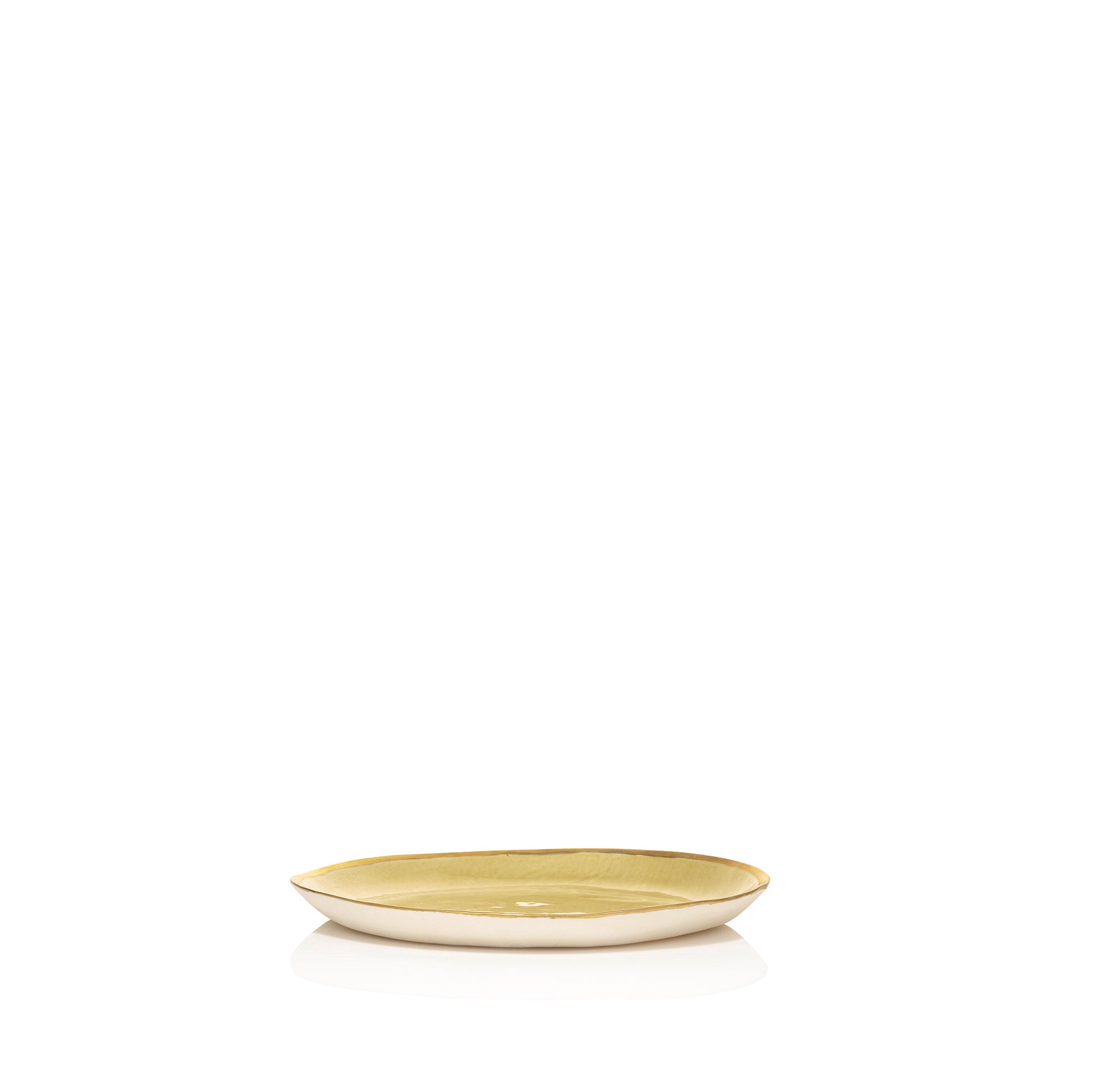 Porcelain Side Plate With a Thin Gold Rim in Mustard, 20cm