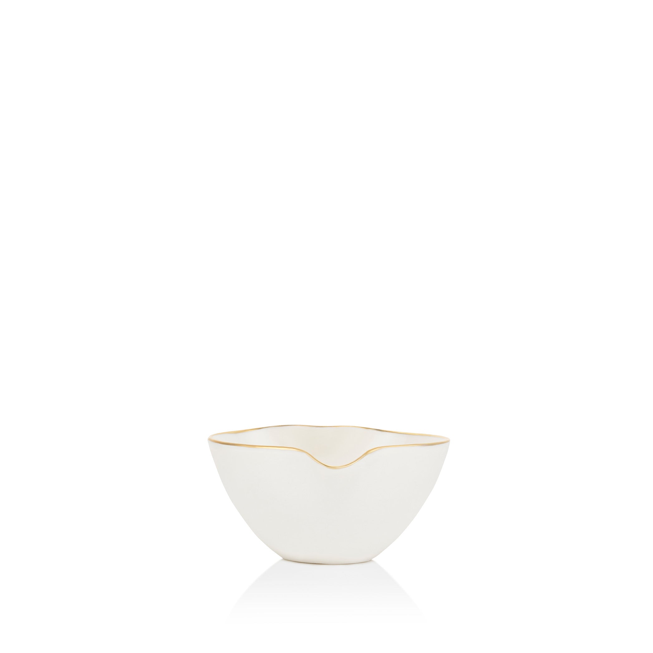 White Porcelain Heart Bowl with Gold Rim, 9cm