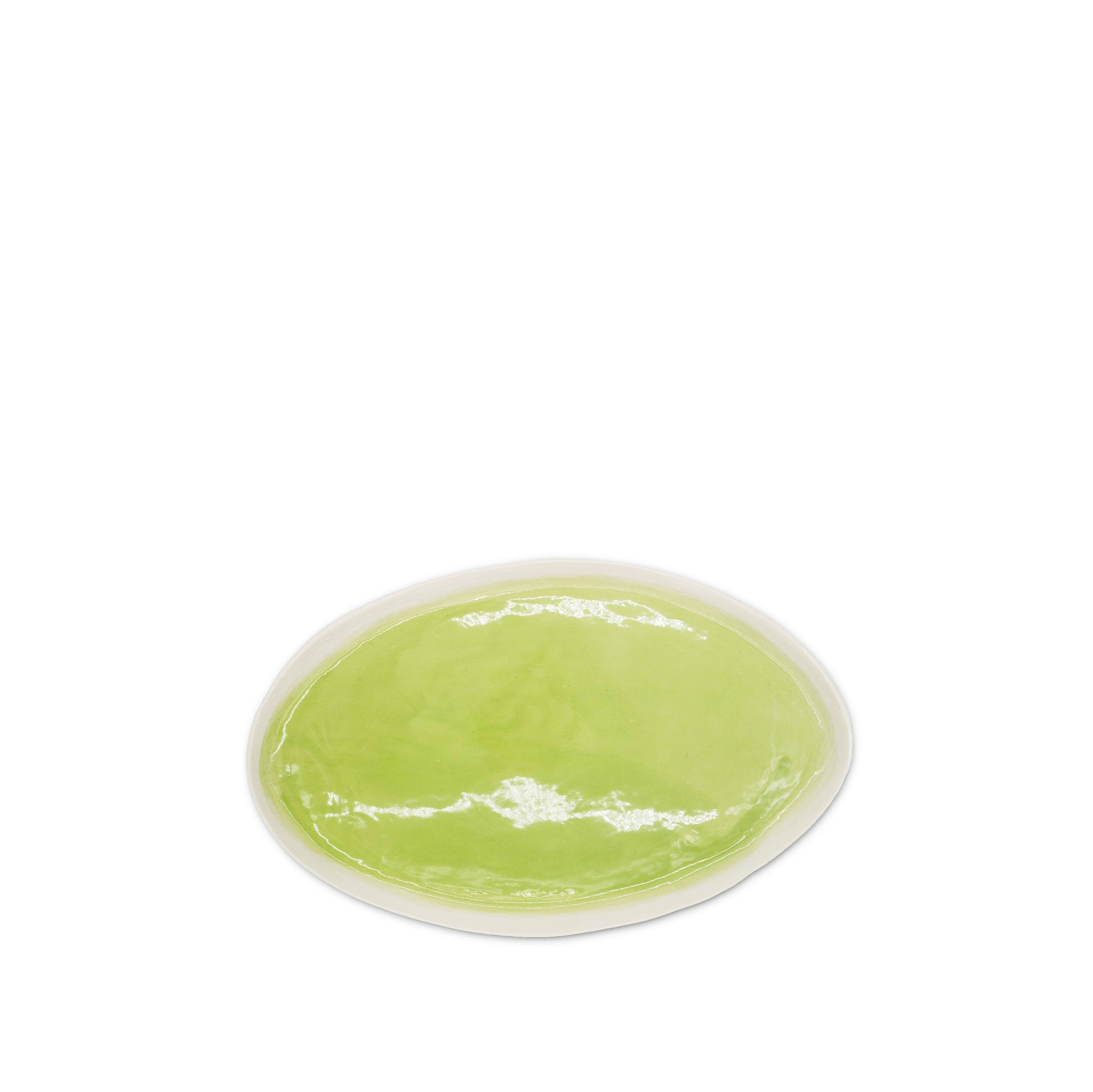 Large Lime Green Fish Serving Platter with White Rim, 33cm